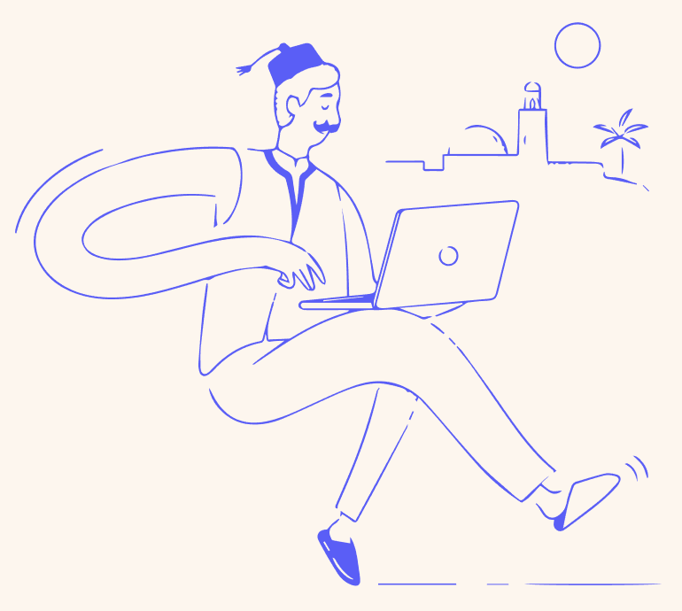 Illustration : un membre de l’équipe Tsiwrat travaille sur son ordinateur portable