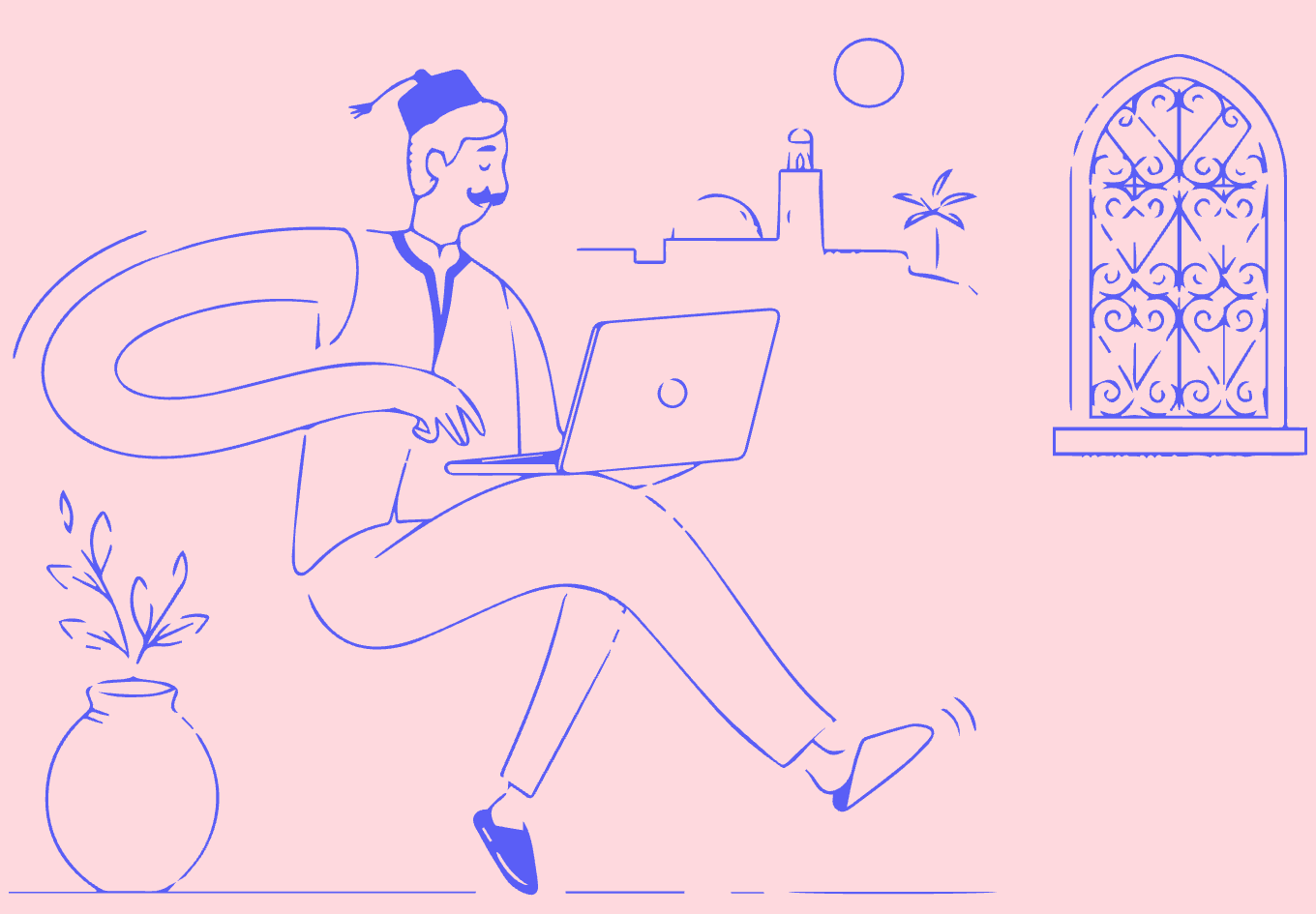 Illustration : créateur tunisien travaillant sur son ordinateur