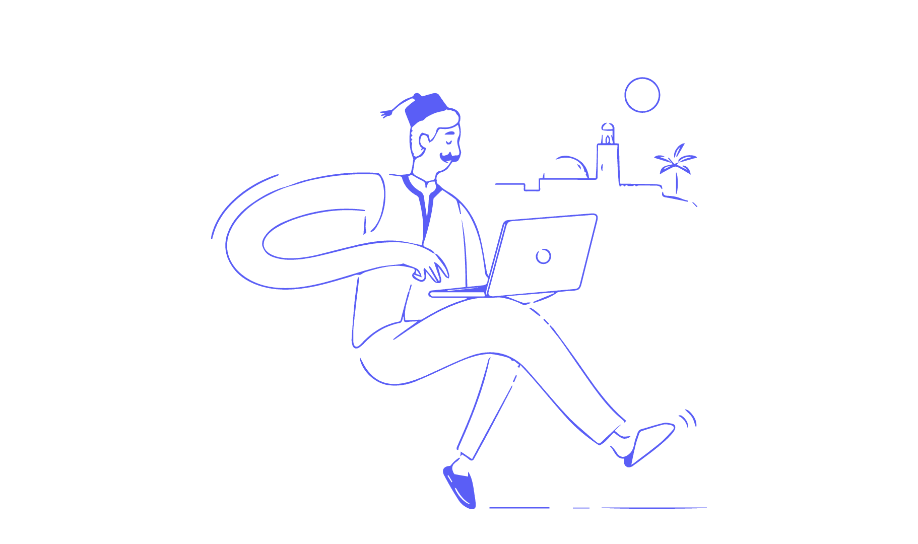 Illustration : créateur tunisien travaillant sur son ordinateur
